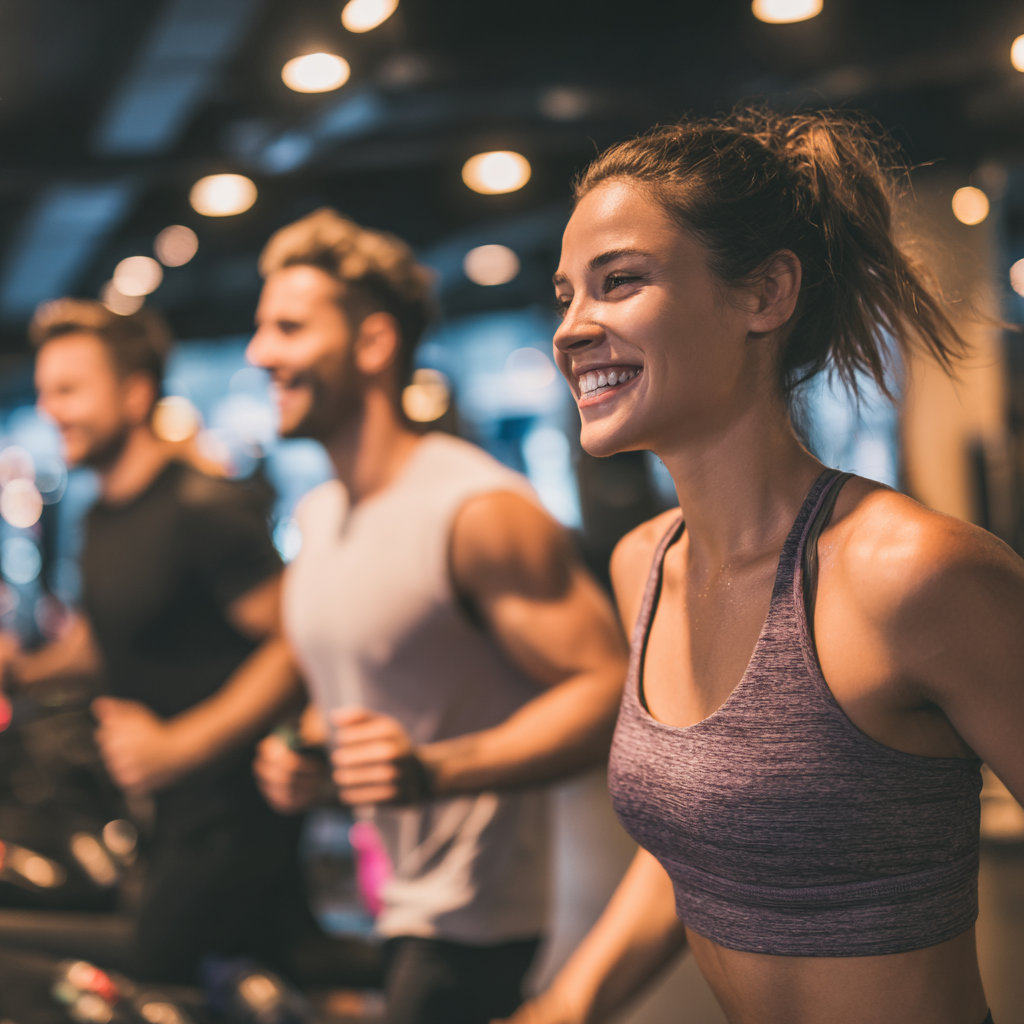 Adults engaging in fitness activities at modern gym